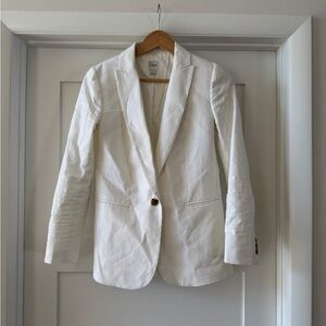 J.Crew white linen one button blazer in white size 0